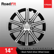 14" Black Polish Silver Wheel Cover Set by JH