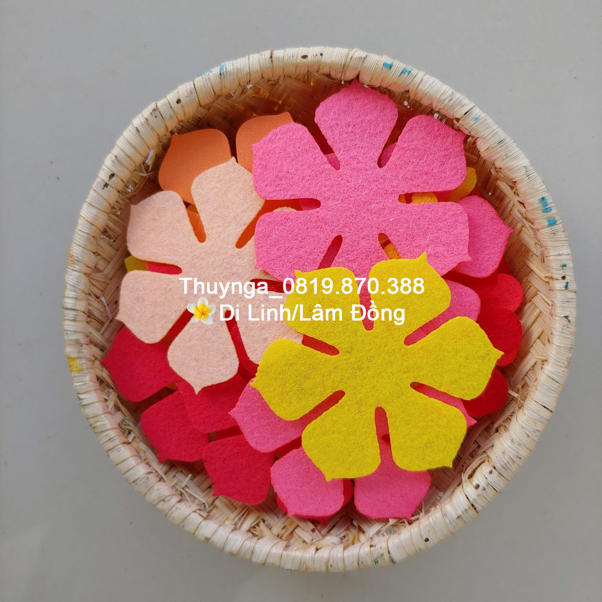Sét 15 hoa vải nỉ 7cm mầm non