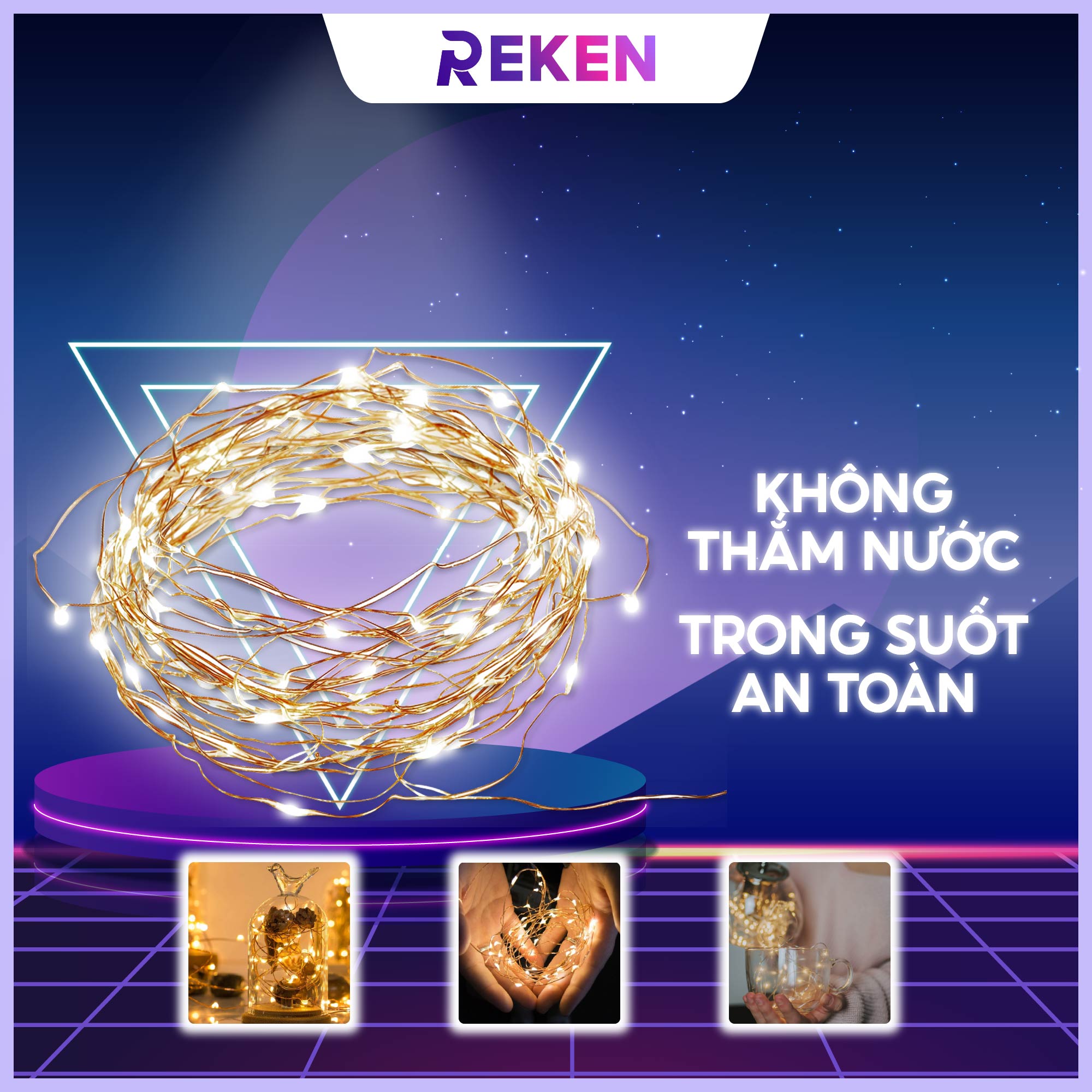 Đèn led decor phòng ngủ đèn đom đóm dùng pin usb, đèn ngủ, decor phòng ngủ trang trí phòng hoặc đèn trang trí noel, nhiều kiểu nháy đèn, dây dài 1M 2M 3M 5M 10M Reken