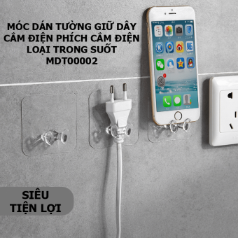 Móc treo tường giữ dây cắm điện phích cắm điện gọn gàng loại trong suốt