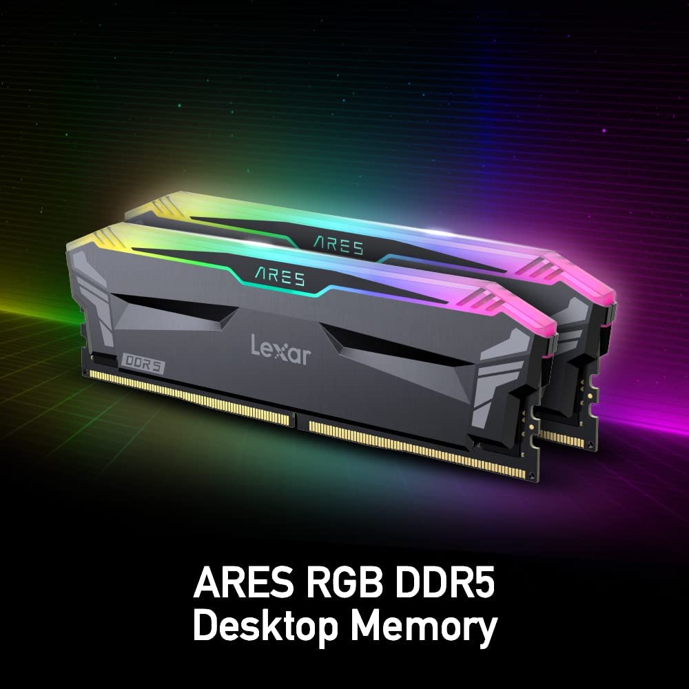 Lexar ARES DDR5 32GB(16gb×2) RGBメモリキット Lexar ARES RGB 32GB (2x16GB) DDR5 RAM 6400MHz CL32 Desktop Memory