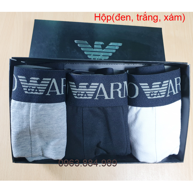 Hộp 3 quần boxer cotton chất chảnh E.01 nhiều màu, đẹp cho anh em - ảnh, video shop làm
