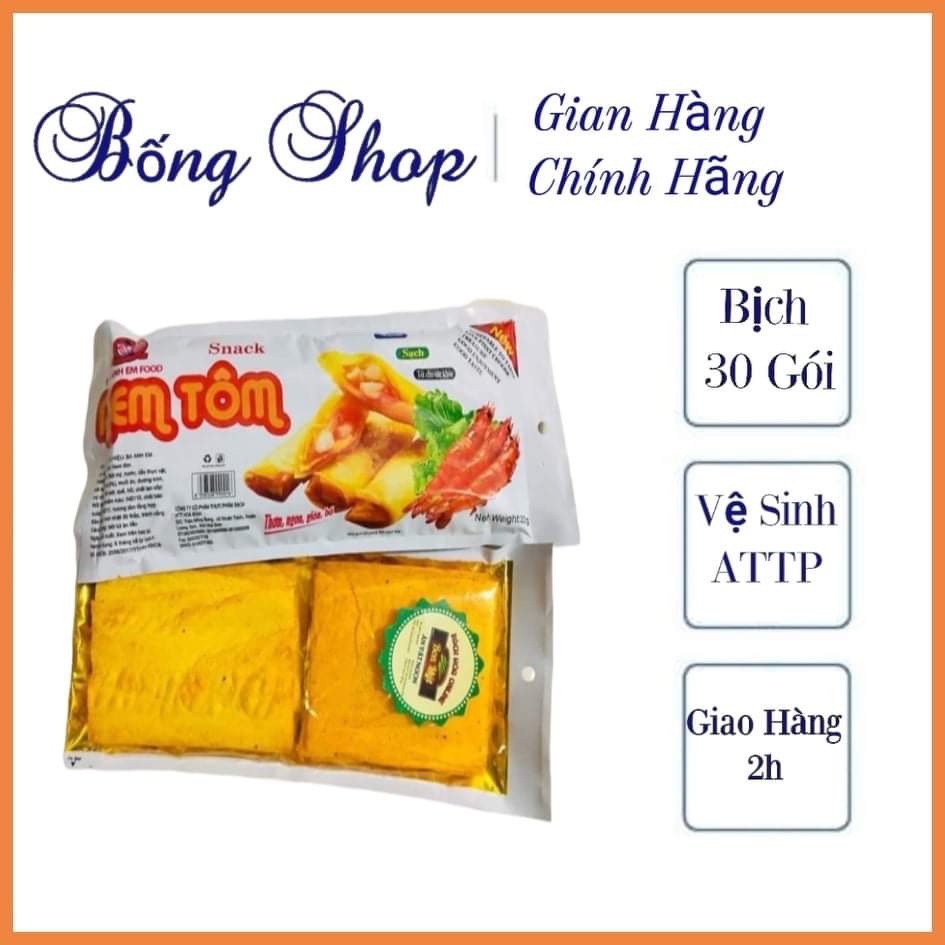30 gói snack nem tôm đồ ăn vặt siêu ngon,gói snack nem tôm ba anh em dai ngon