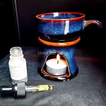 Bộ Đèn Giữ nóng Cà Phê - Bộ Đèn Đốt Tinh Dầu Men Xanh Hoả Biến - Bộ cafe nóng -  Gốm Sứ Unika Bát Tràng -Hưng Dung