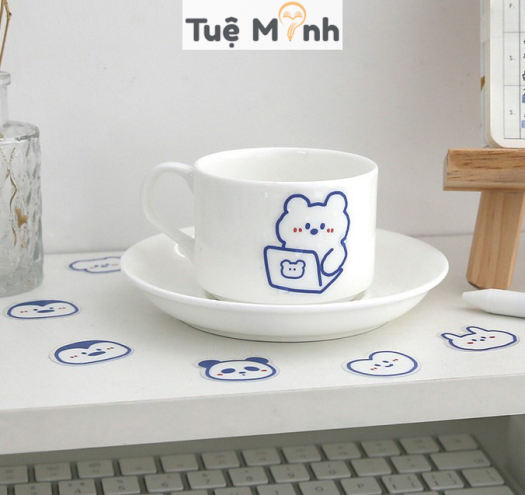 Bộ Sticker hình Thỏ Béo - Gấu dễ thương trang trí sổ, laptop, điện thoại, nhán dãn trang trí