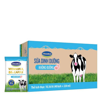 Thùng 48 Bịch Sữa Tươi Tiệt Trùng Vinamilk Không Đường 220ml/bịch