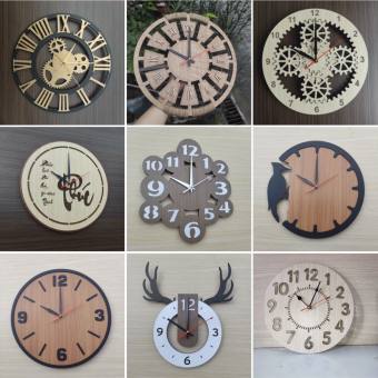 Đồng hồ gỗ treo tường chất liệu gỗ máy kim trôi thiết kế in theo yêu cầu decor trang trí nhà và quán cafe