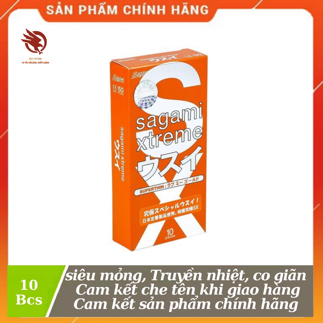 [ CHÍNH HÃNG ] - Bao Cao Su Sagami Xtreme LoveMe Orange, siêu mỏng, ôm sát, truyền nhiệt nhanh - hộp 10 cái