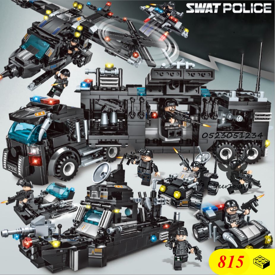 [Hoàn tiền 10%]815 CT BỘ ĐỒ CHƠI LẮP GHÉP XẾP HÌNH XE CẢNH SÁT Swat, OTO, ROBOT, THUYỀN, LẮP RÁP MÁY BAY, TRỰC THĂNG, XE SWAT