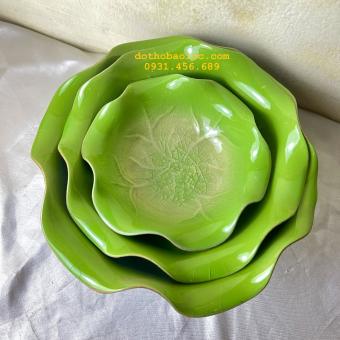 Bát Thả Hoa Sen Bát Tụ Lộc "Minh Đường Tụ Thủyin Men Thủy Tinh Xanh Bát Tràng
