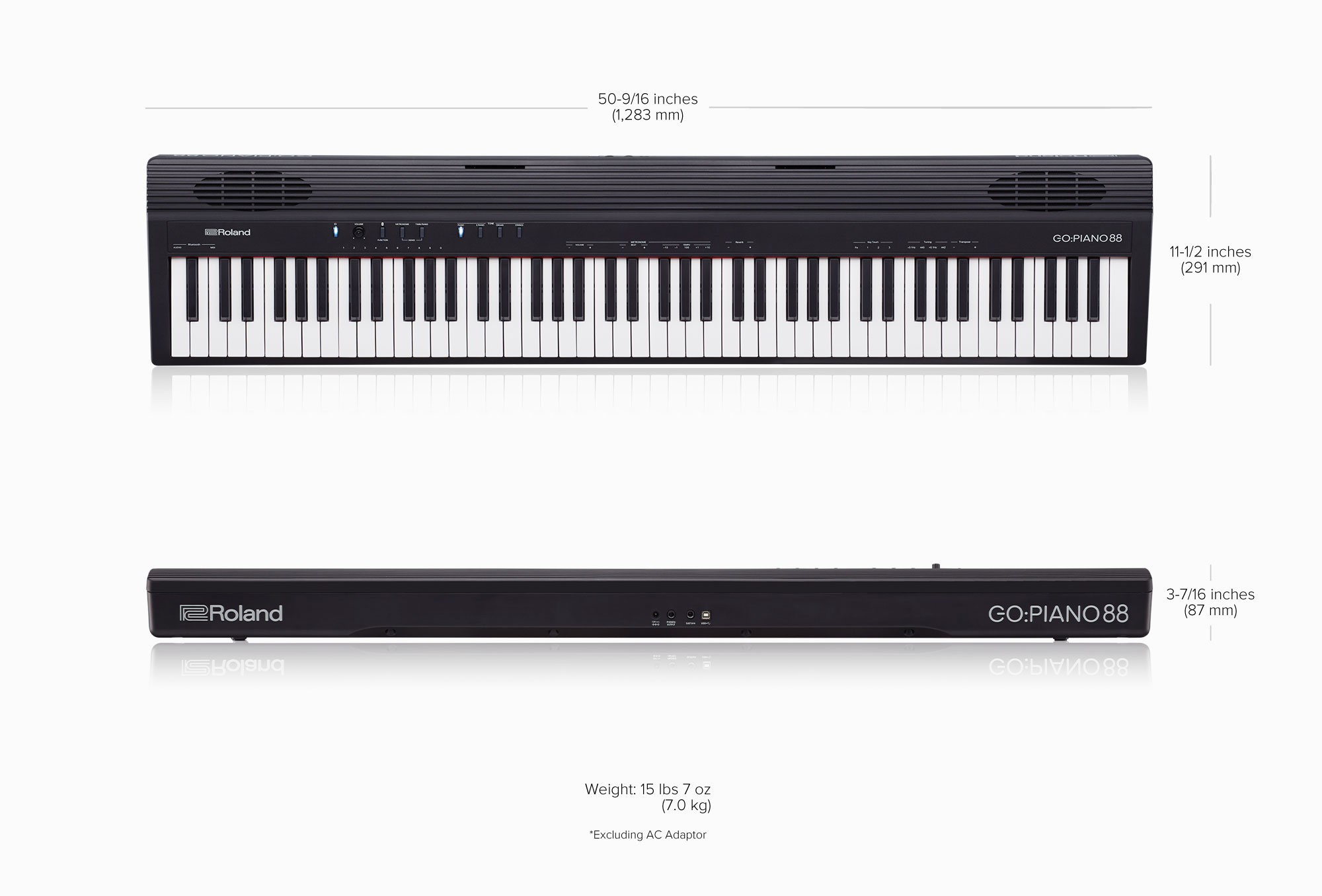 roland go piano 88 dimensions