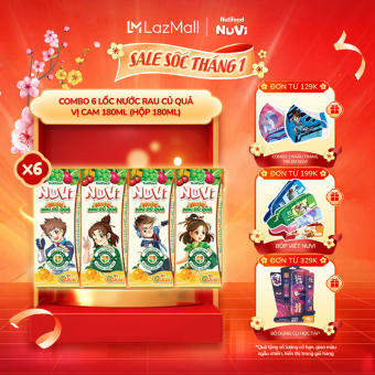 COMBO 6 LỐC NƯỚC RAU CỦ QUẢ NUVI VỊ CAM 180ML