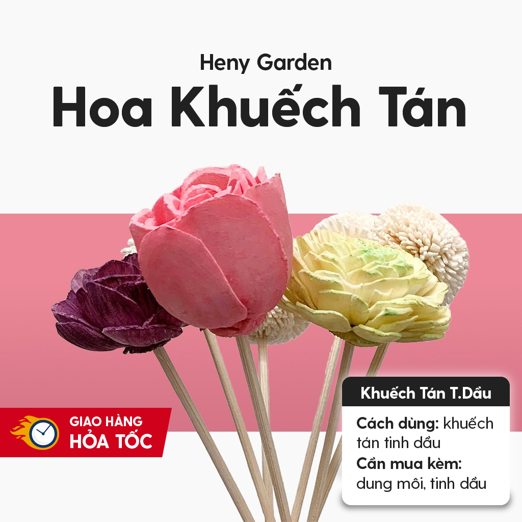 Bộ Que Khuếch Tán Tinh Dầu Hình Hoa Decor Thơm Phòng HENY GARDEN, Thay Thế Máy Khuếch Tán và Đèn Xông