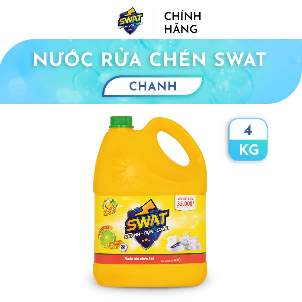 Nước rửa chén swat hương chanh 4kg siêu tiết kiệm