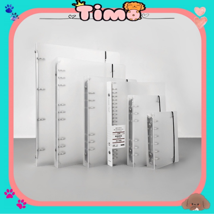 Bìa sổ còng ruột giấy refill binder a4 a5 b5 trong suốt có dây dụng cụ bullet journal