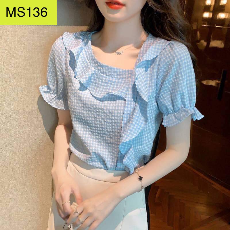 🆘 freeship - áo sơ mi công sở nữ cổ tim lệch bèo ms136
