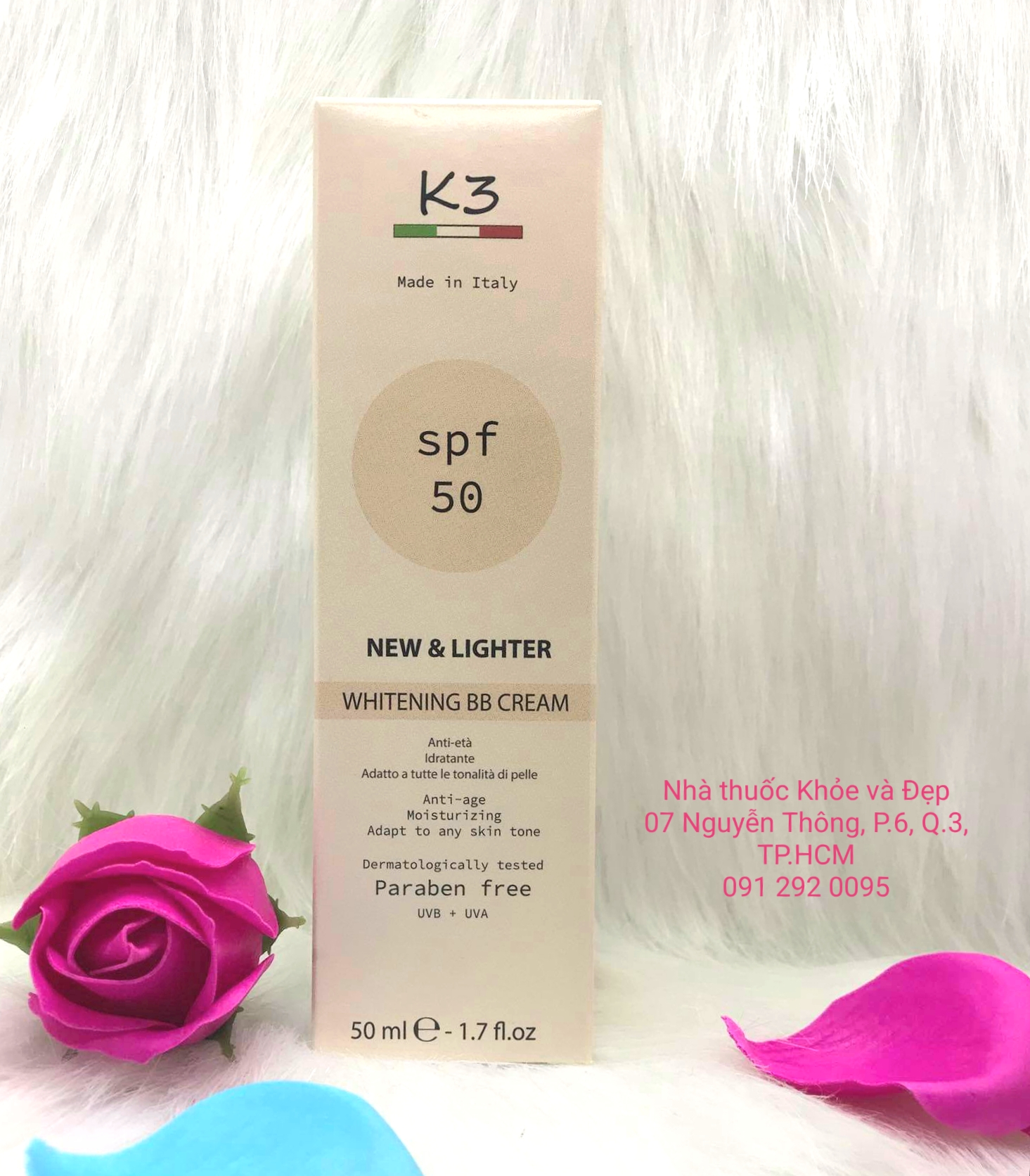 Kem trang điểm chống nắng k3 - k3 whitening bb cream spf50