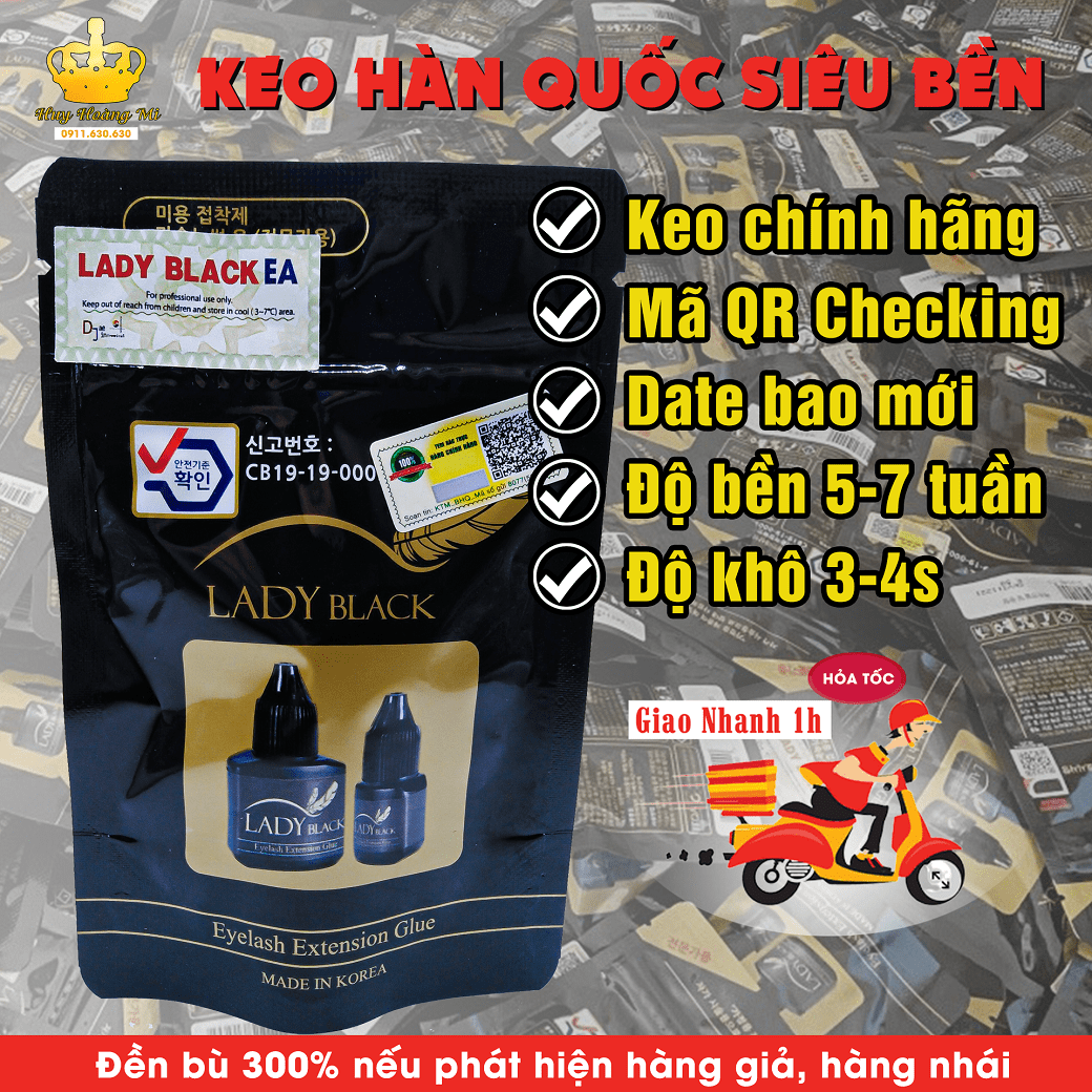 Keo nối mi lady black chính hãng hàn quốc_keo nối mi ít cay siêu bền_huy hoàng mi