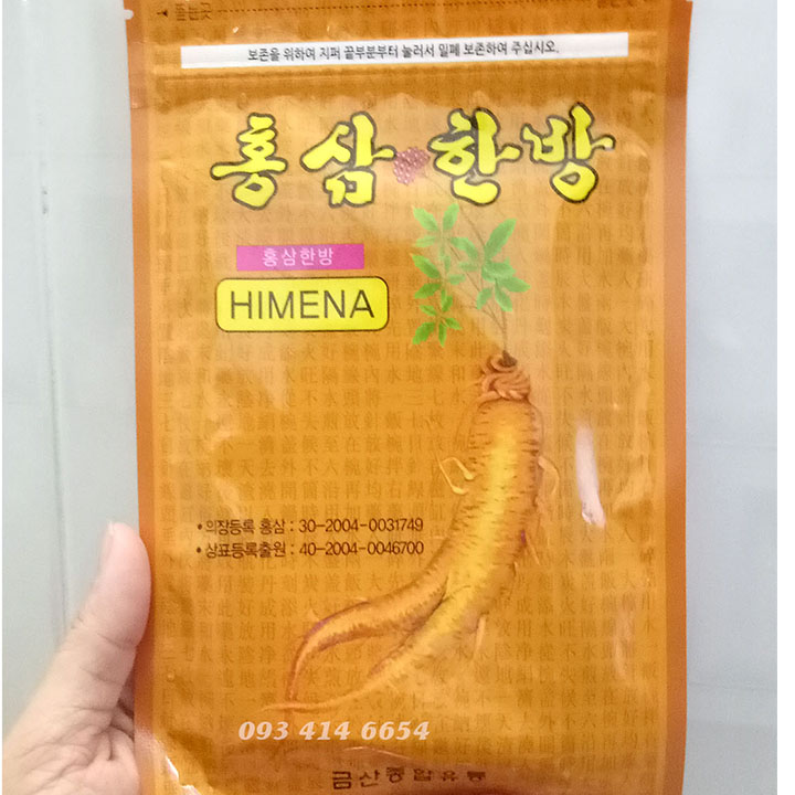 Miếng cao dán hồng sâm màu vàng himena trị nhức mỏi hàn quốc túi 20 miếng
