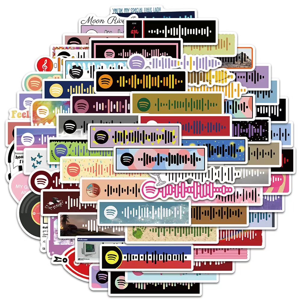 xs535-50 pcs Music Code Music Graffiti Waterproof Sticker