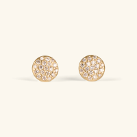 Pavé Diamond Round Studs 14k Gold