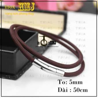 DÂY CHUYỀN DÙ THÁI 5LY  MÀU NÂU ĐEN KHÓA TITAN _TRANG SỨC PHONG THỦY .