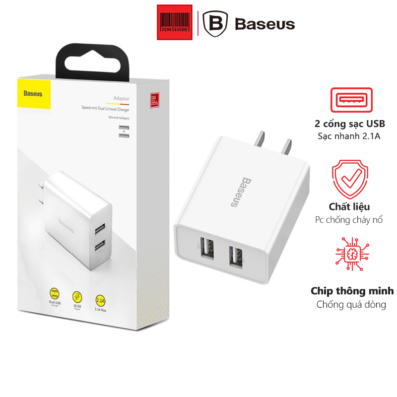 Cốc sạc nhanh 10.5w 2 cổng usb baseus ccfs-m02 -củ sạc baseus đa năng