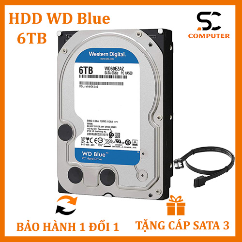 Ổ cứng hdd 6tb 3.5 inch, 5400rpm, sata, 256mb cache - bảo hành lỗi 1 đổi 1