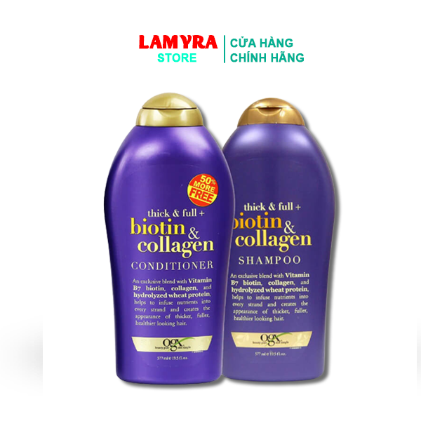 Biotin Collagen - Dầu gội đầu Biotin Collagen 577 ML Phục Hồi Tóc Và Kích Thích Mọc Tóc Chính Hãng Lamyra