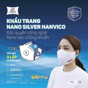 2 Chiếc khẩu trang (được chọn màu) 3 lớp vải kháng khuẩn Nano Bạc Hanvico