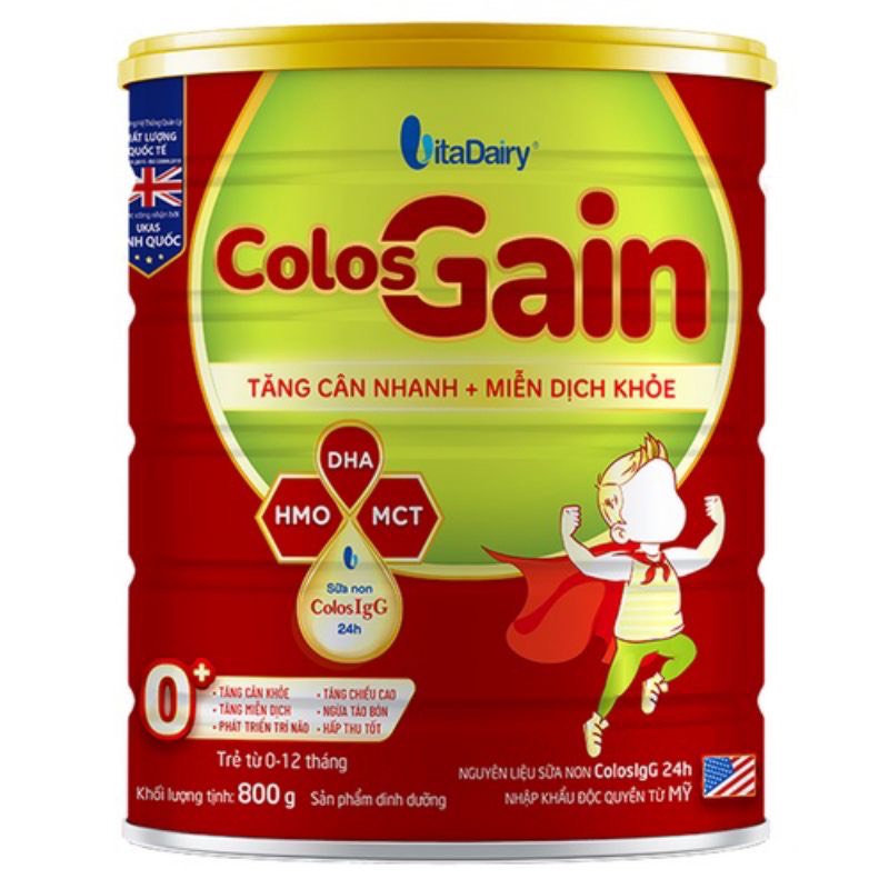 Sữa colos gain 0+ 800g còn mã qr