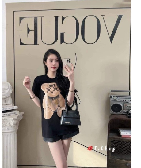 Freeshipmax-áo thun tay lỡ gấu the mắt xx tc12