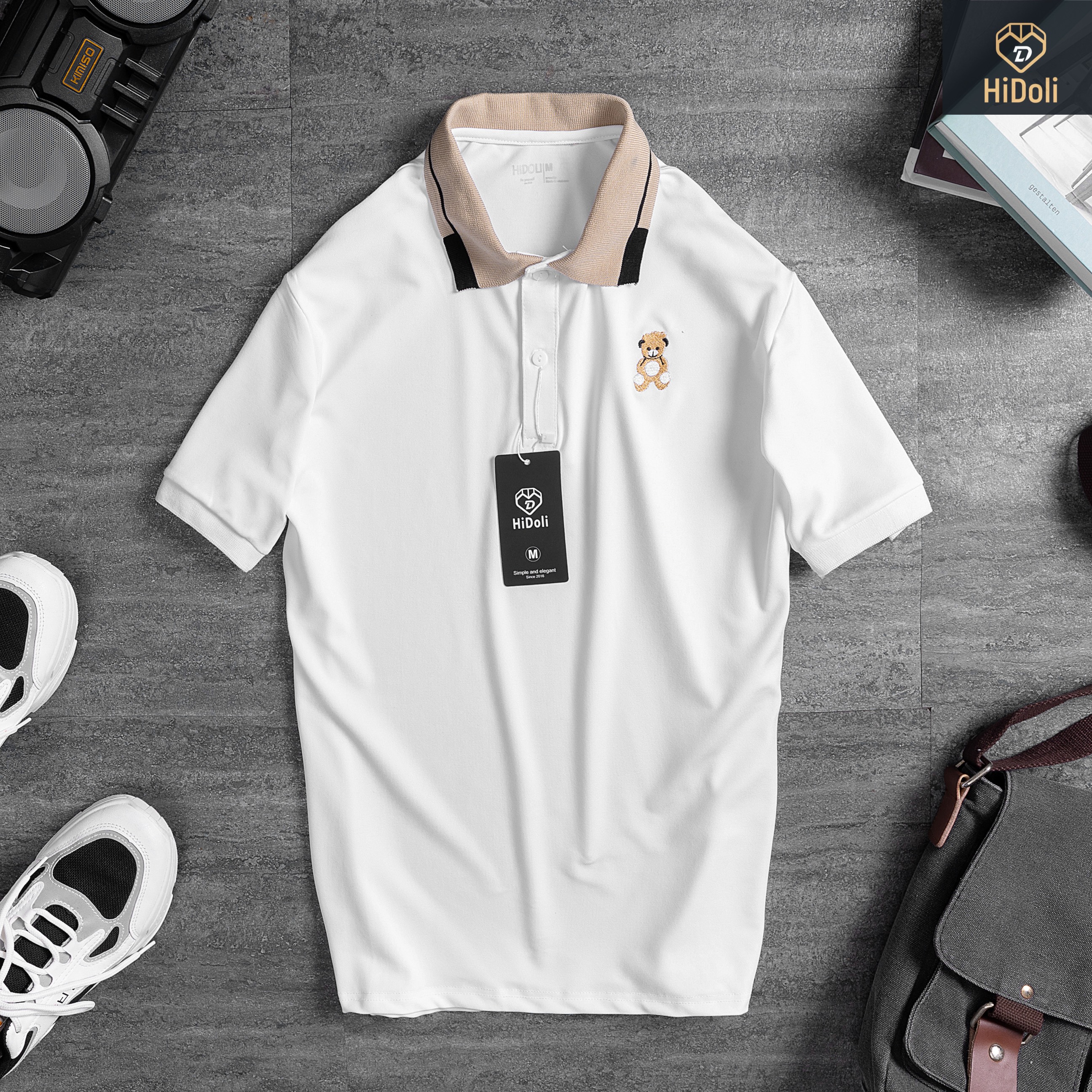 Áo polo nam MANTONI, áo thu nam thêu gấu basic cổ bẻ cao cấp vải cá sấu cotton dày dặn thoáng mát (TEDI)