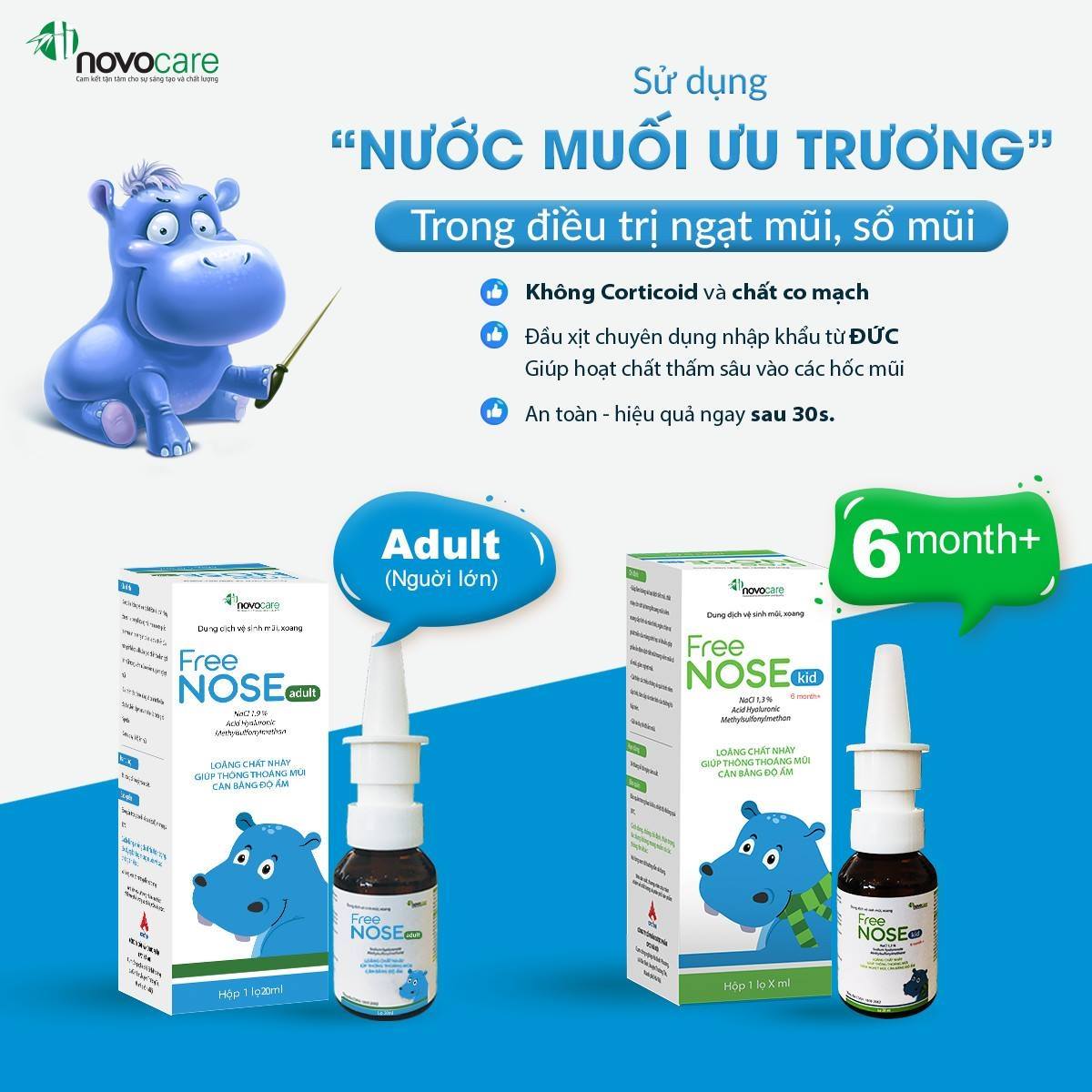 Xịt thông mũi xoang FREENOSE giúp duy trì độ ẩm mũi, bảo vệ niêm mạc mũi chai 20ml