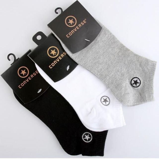 Combo 3 Đôi Tất Cổ Ngắn Converse, Vớ Nam Nữ thêu logo đẹp