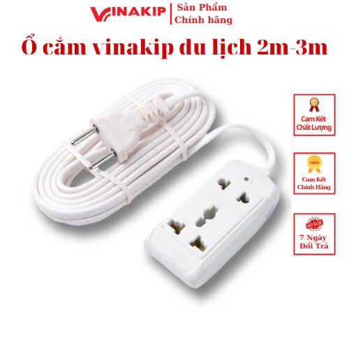 Ổ cắm vinakip du lịch  2 ngả liền dây ( ổ cắm phượt )