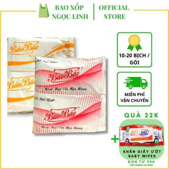 Khăn lạnh Bảo Bảo Bao Xốp Ngọc Linh A9 combo 10 bịch, hương thơm dịu nhẹ, giữ ẩm giúp bảo vệ da, sản xuất tại Việt Nam, bao gồm màu cam dày 10c và màu hồng mỏng 20c