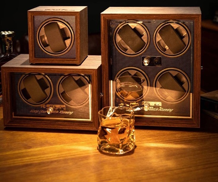 Hộp xoay đồng hồ cơ bằng gỗ cao cấp Hộp đựng đồng hồ cơ 1 ngăn tự động lên cót cho đồng hồ cơ