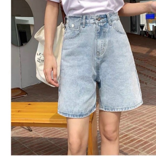Quần short ngố nữ ống rộng bigsize nắp kiểu size lớn quần bò lửng tcshopjean vnxk ms 100