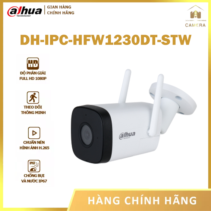 [CHÍNH  HÃNG] Camera IP hồng ngoại không dây 2.0 Megapixel DAHUA DH-IPC-HFW1230DT-STW- Camera Chính Hãng