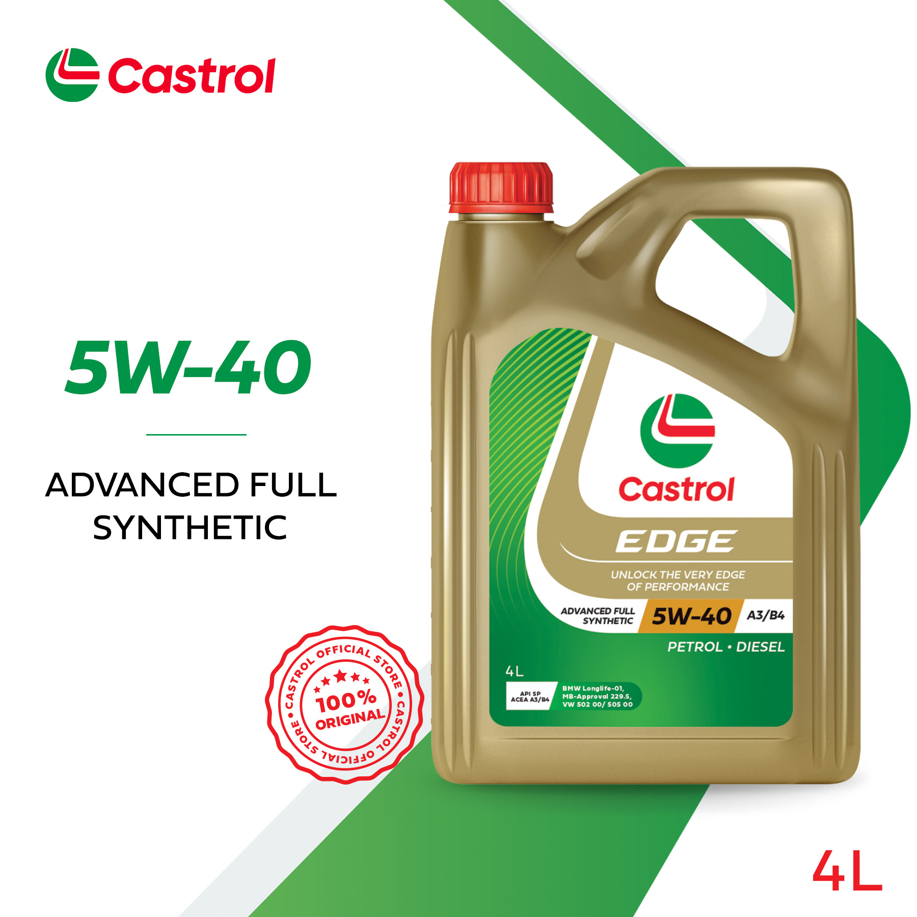 Castrol EDGE 5W-30 (4L) Advanced Full Synthetic Engine Oil API SP