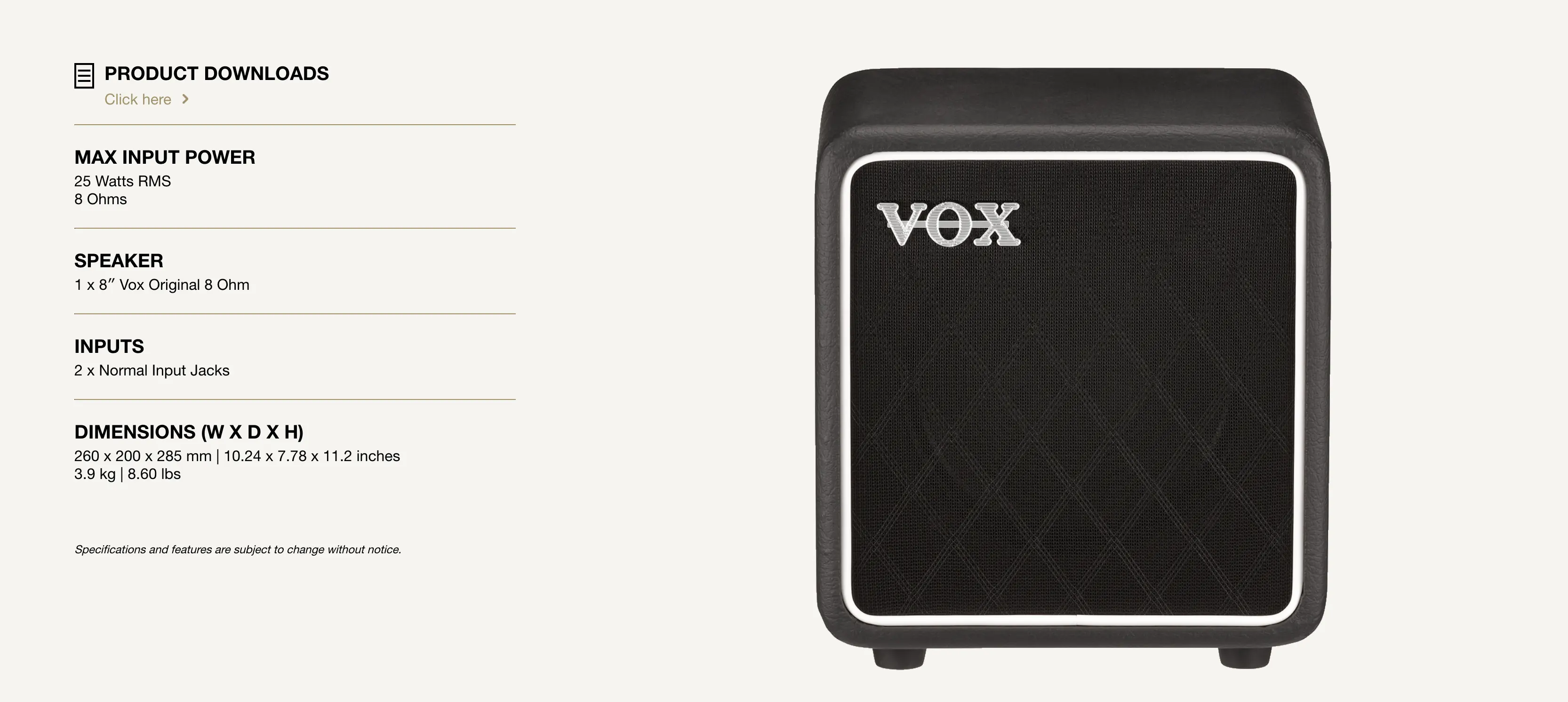 Vox 108 25 Watt 1x8 Extension Cabinet Singapore Sole Authorized Distributor Lazada Singapore