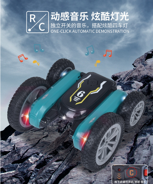 Xe Đua Địa Hình Nhào Lộn 360  độ Thế Hệ Mới 2.4G Chạy Bằng 2 Mặt Đồ chơi điều khiển từ xa Có đèn Pin sạc