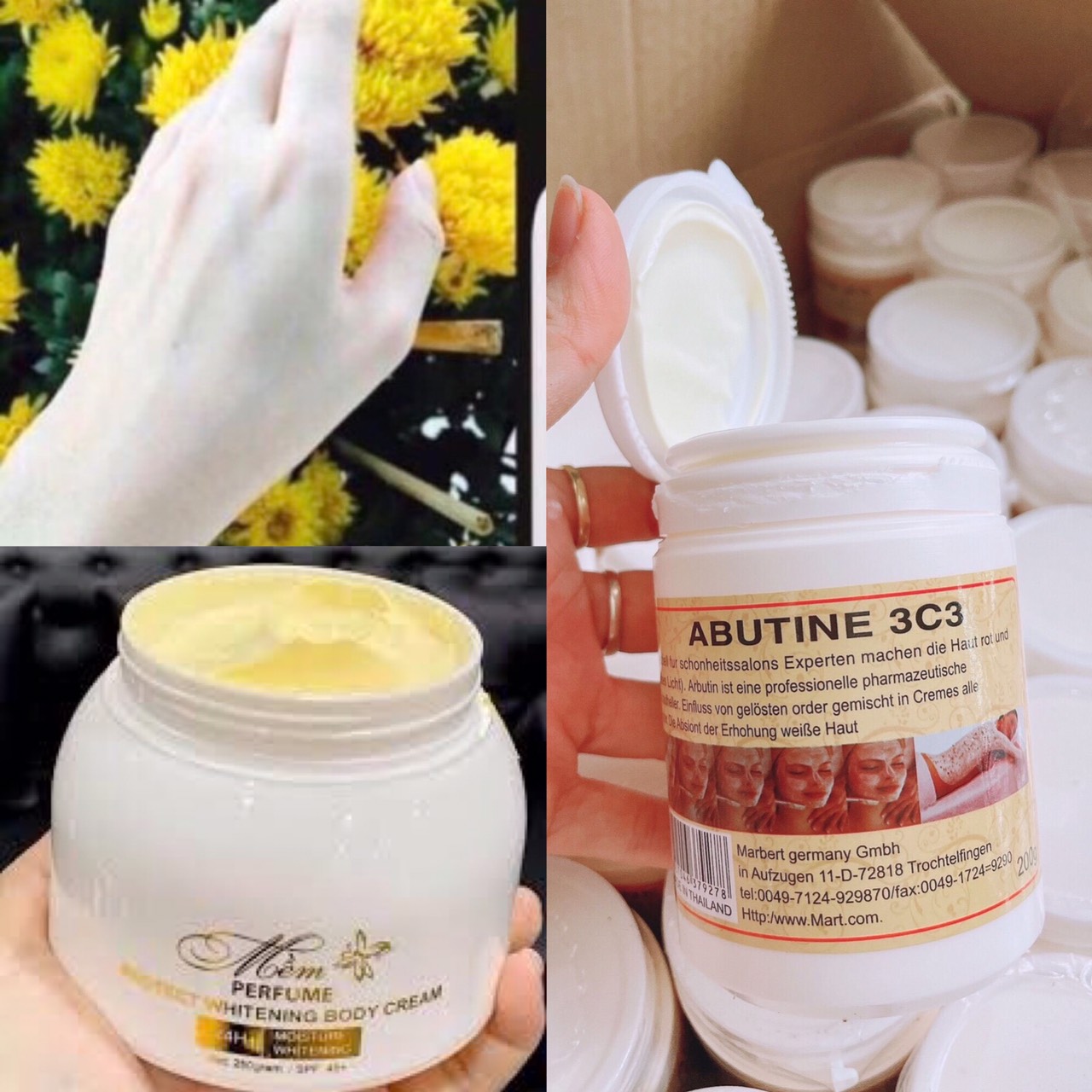 COMBO SIÊU TRẮNG KEM BODY MỀM 250G + 1 HỘP SIÊU KÍCH TRẮNG ABUTIN 3C3 THÁI LAN 100G( TẶNG KÈM MUỖNG)