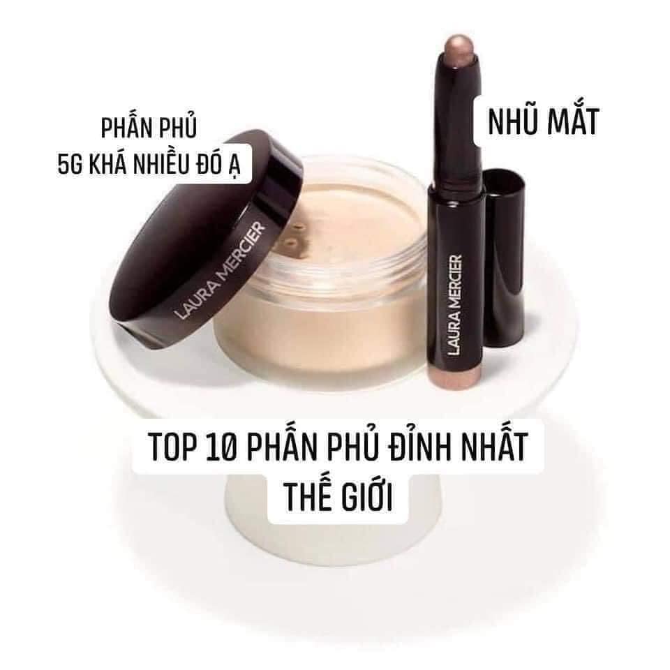 Mini _ Set Phấn Phủ dạng bột Laura Mercier Translucent Loose Setting Powder kèm sáp nhũ kẻ mắt màu sang trọng