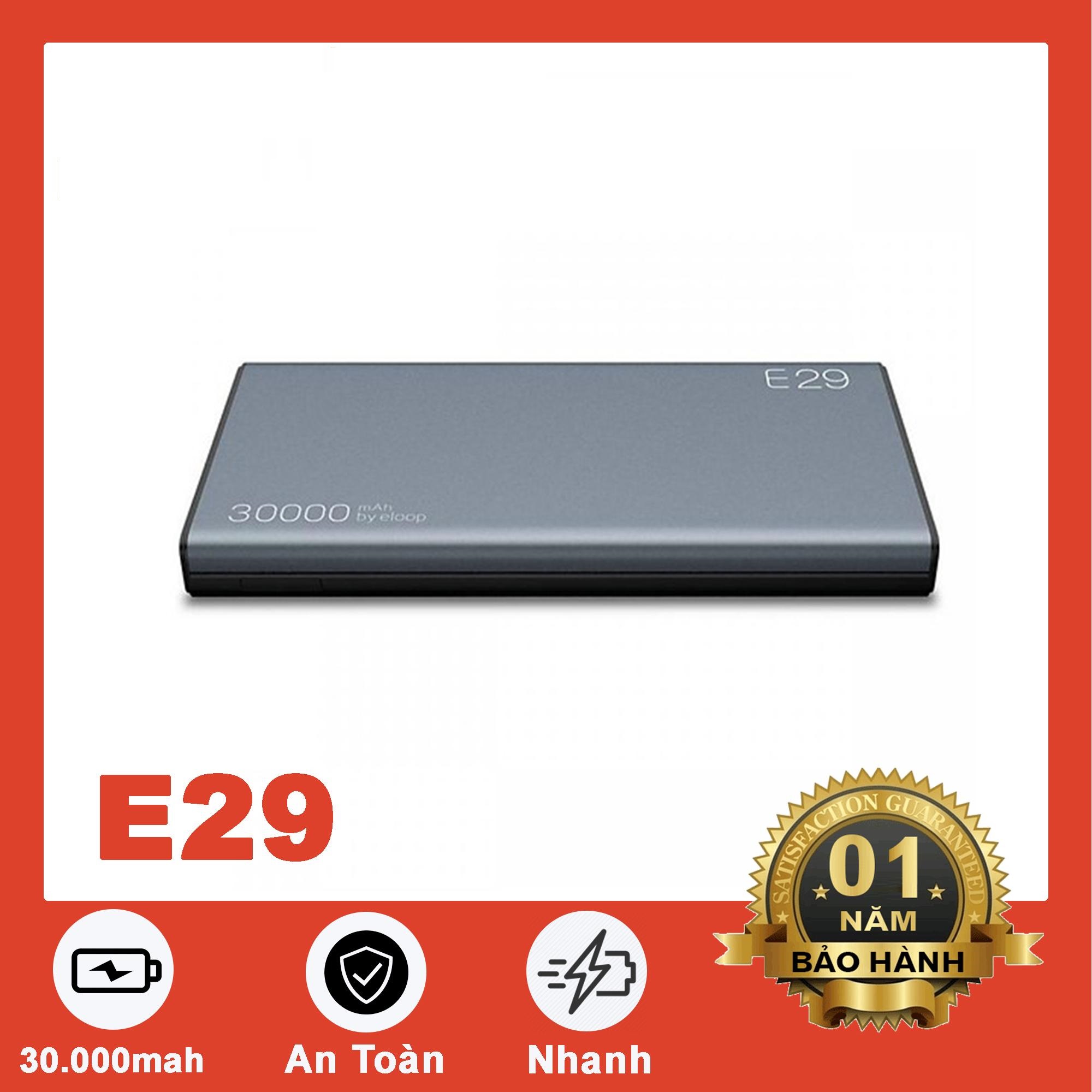 Pin sạc dự phòng eloop e29 30.000mah - hãng phân phối chính thức