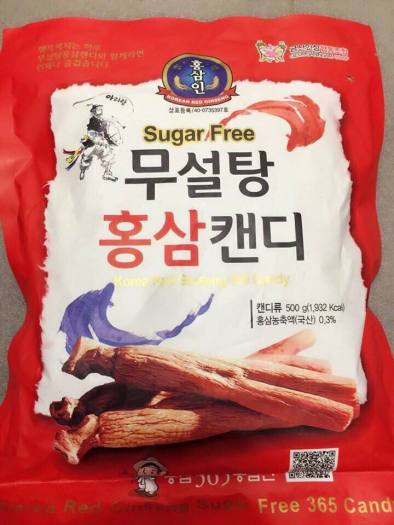 Kẹo Sâm Không Đường Đỏ 365 Hàn Quốc Gói 500gram - Kẹo Dùng Đường Cho Người Bị Tiểu Đường  (500g)