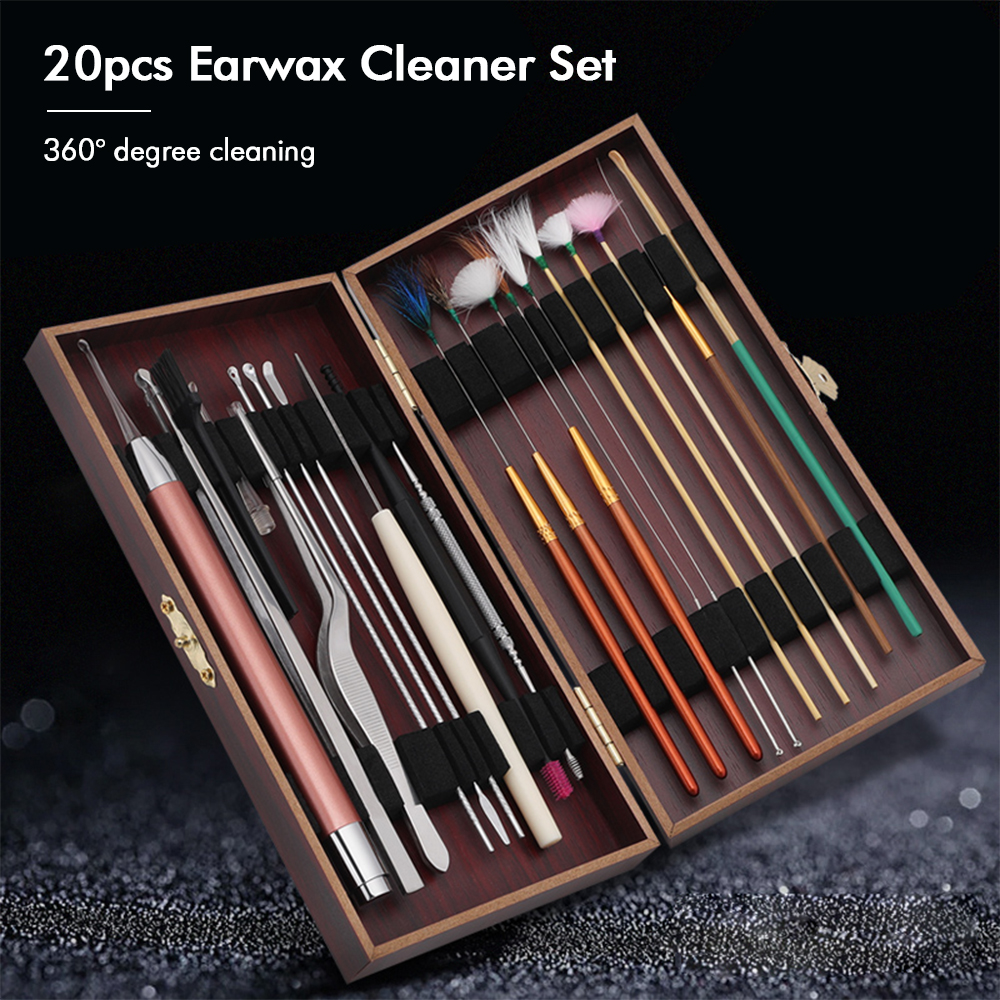 20 Pcs Ráy Tai Bộ Làm Sạch Tai Ý Tưởng Cho dụng cụ loại bỏ dụng cụ lấy ráy tai Spoon Chiếu Sáng Earpick Kit Massage Tai Xoắn Ốc Mùa Xuân que lấy ráy tai Bộ