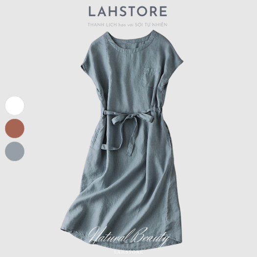 Đầm suông linen cổ phát V , chất vải linen mềm mát, thời trang hè thu 2021  | Lazada.vn