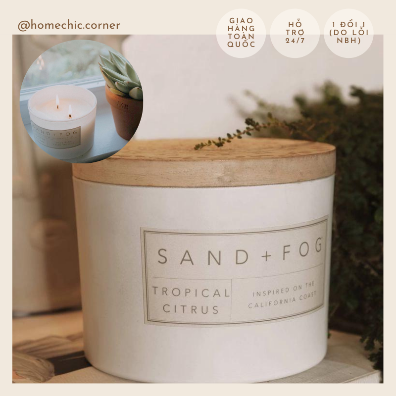 Nến thơm sanfog nắp gỗ nến 2 bấc chuẩn hàng xuất khẩu size 12oz-340gr - nến xk | home chic corner